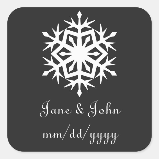 Winter Snowflakes in Black Sticker (Front)