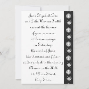 Winter Snowflakes in Black Wedding Invitation