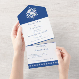 Winter Snowflakes in Blue All In One Invitation