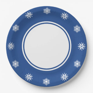 Winter Snowflakes in Blue Paper Plate