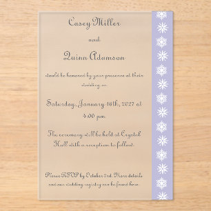 Winter Snowflakes in Lavender Acrylic Wedding  Invitations