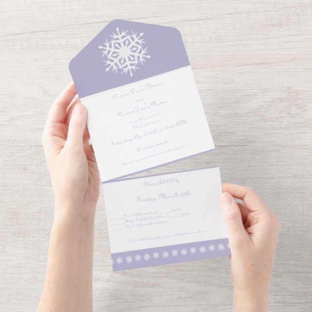 Winter Snowflakes in Lavender All In One Invitation (Tearaway)