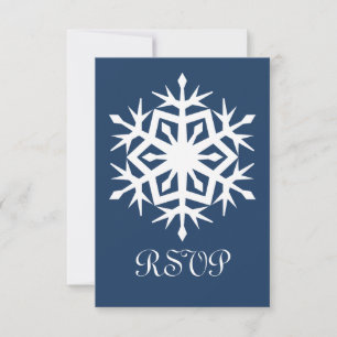 Winter Snowflakes in Navy RSVP Card