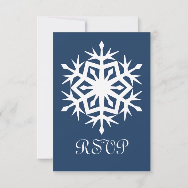 Winter Snowflakes in Navy RSVP Card (Front)