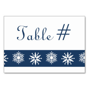 Winter Snowflakes in Navy Table Card