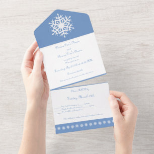 Winter Snowflakes in Periwinkle All In One Invitation