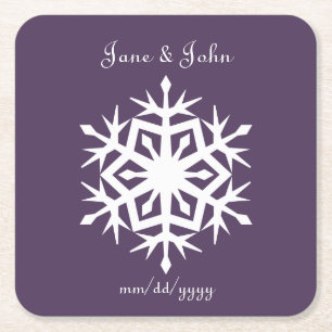 Winter Snowflakes in Purple Paper Coaster