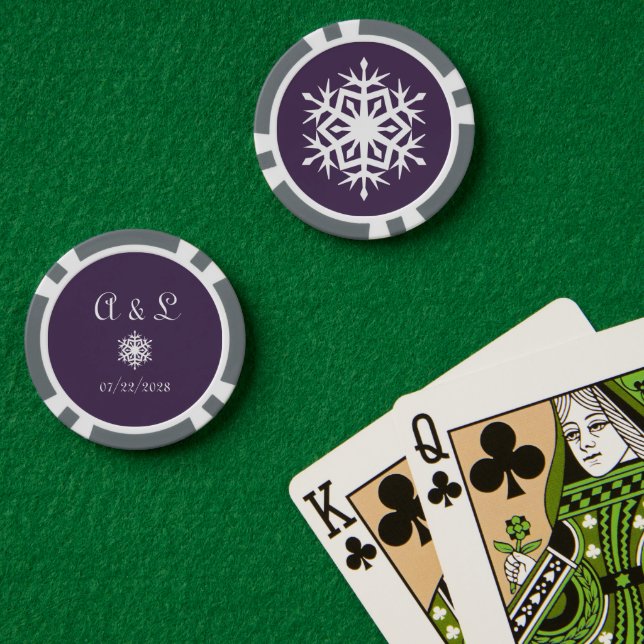 Winter Snowflakes in Purple Poker Chips (Poker Table (Double))