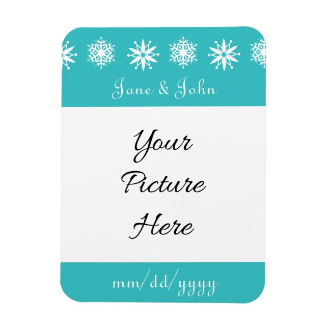 Winter Snowflakes in Turquoise Reminder Magnet (Vertical)
