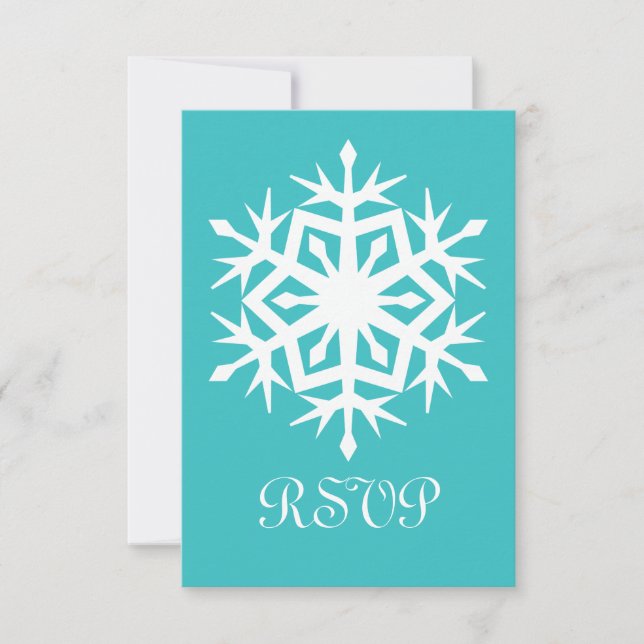 Winter Snowflakes in Turquoise RSVP Card (Front)