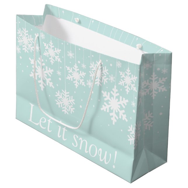 Winter Snowflakes Let it Snow Large Gift Bag (Front Angled)