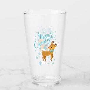 Winter Snowflakes Merry Christmas Deer Holidays Glass