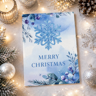 Winter Snowflakes Merry Christmas Holiday Greeting Card