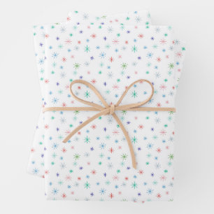 Winter Snowflakes Multicolor Retro Inspired Wrappi Wrapping Paper Sheet