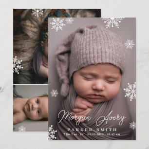 Winter Snowflakes Name Signature Script New Baby Announcement