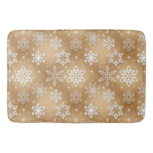 Winter Snowflakes On Gold Bath Mat