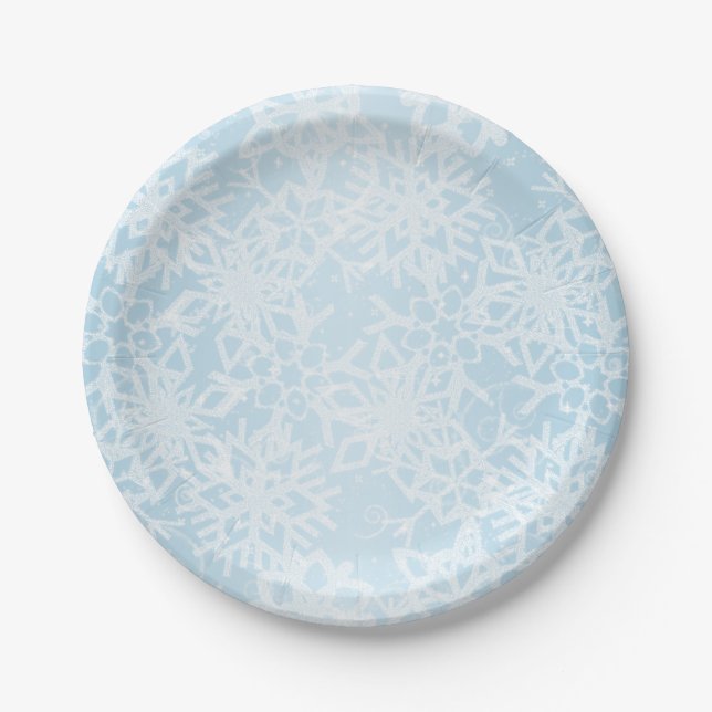 Winter Snowflakes Paper Plate (Front)