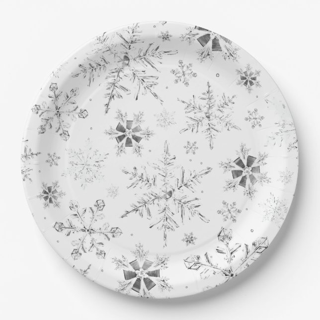 Winter Snowflakes Paper Plate (Front)