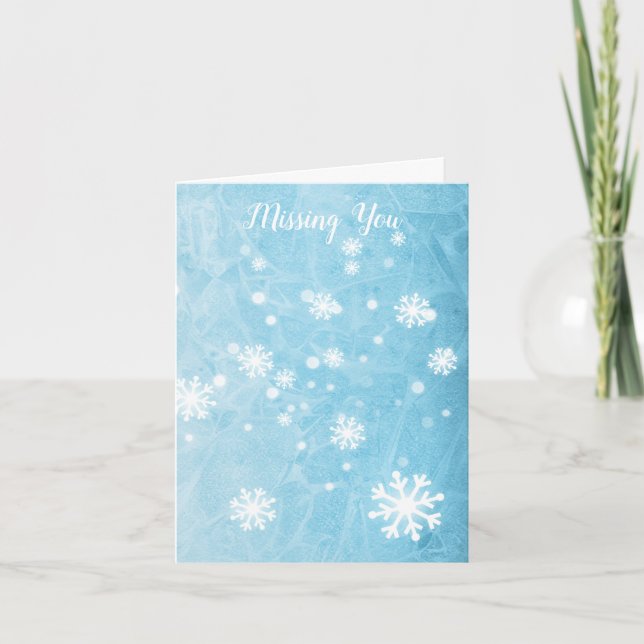 Winter Snowflakes Personal Missing You Serif Text  Note Card (Front)