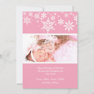 Winter Snowflakes Pink Photo Card
