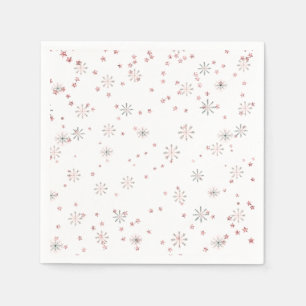 Winter Snowflakes Pink & Silver Napkin
