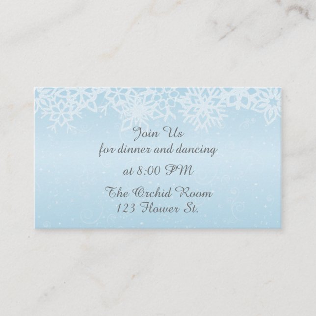 Winter Snowflakes Reception Cards (Front)