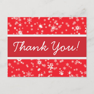 Winter Snowflakes Red Christmas Thank You Postcard