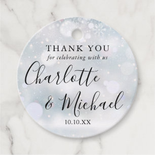 Winter Snowflakes Script Wedding Thank You Favour Tags