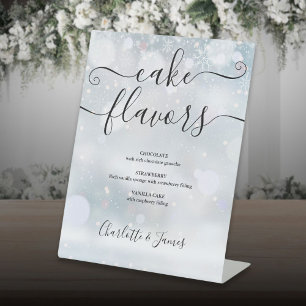 Winter Snowflakes Signature Script Cake Flavours Pedestal Sign