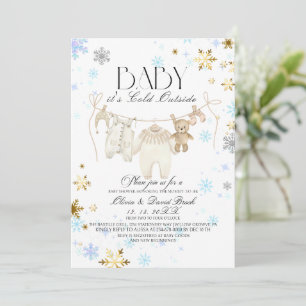 Winter Snowflakes Silver and Gold Baby Shower Invitation