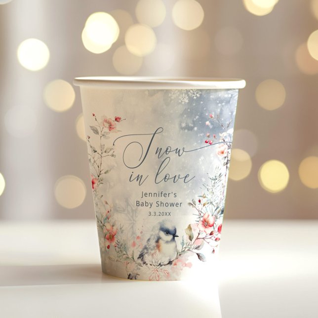 Winter snowflakes Snow in Love bridal shower Paper Cups (Creator Uploaded)