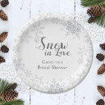 Winter Snowflakes Snow in Love Bridal Shower Paper Plate<br><div class="desc">This design features a simply elegant snowflake design in grey and silver glitter, perfect for a winter bridal shower. Additional colour options as well as the collection of coordinating products are available in our shop, zazzle.com/store/doodlelulu. Contact us if you need this design applied to a specific product to create your...</div>