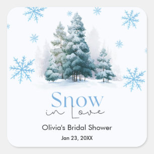 Winter Snowflakes Snow in Love Bridal Shower Square Sticker