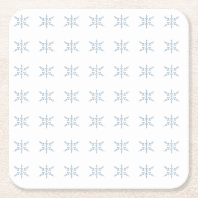 Winter Snowflakes  Square Paper Coaster (Front)