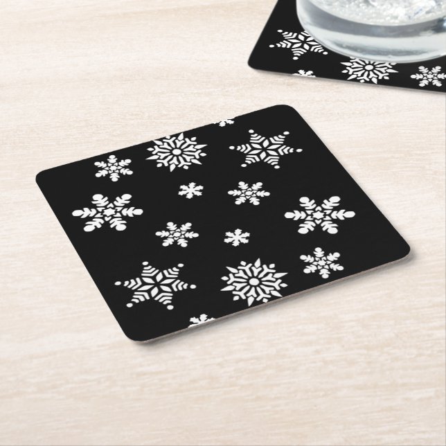 WINTER SNOWFLAKES SQUARE PAPER COASTER (Angled)