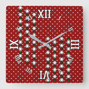 Winter Snowflakes Square Wall Clock