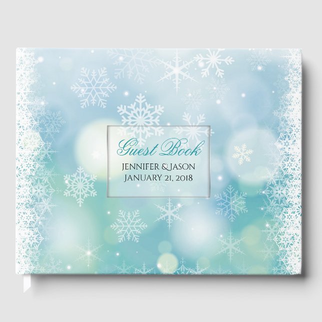 Winter Snowflakes Wedding Guest Book (Front)