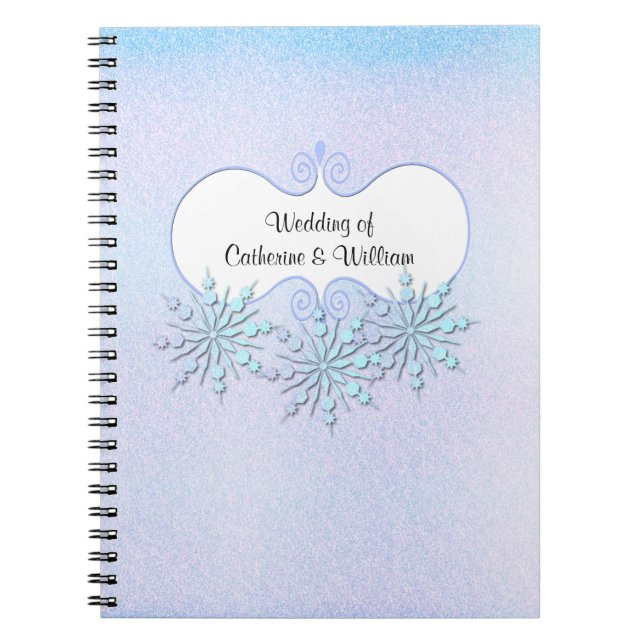 Winter Snowflakes Wedding Guest Sign In Spiral Notebook (Front)