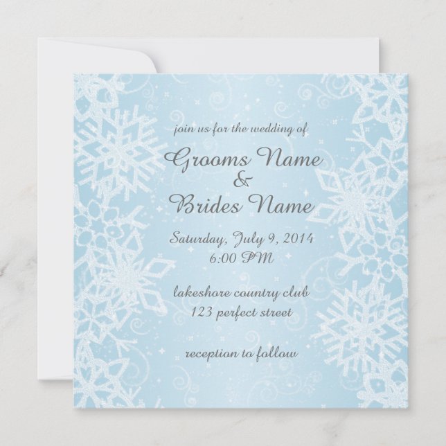 Winter Snowflakes Wedding Invitation (Front)