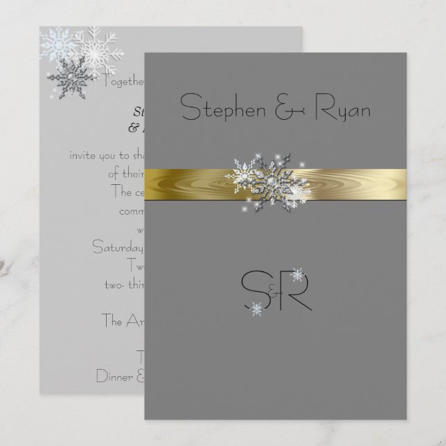 Winter Snowflakes, Wedding Invitations (Front/Back)