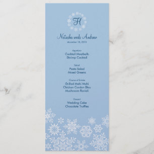 Winter Snowflakes Wedding Menu Card