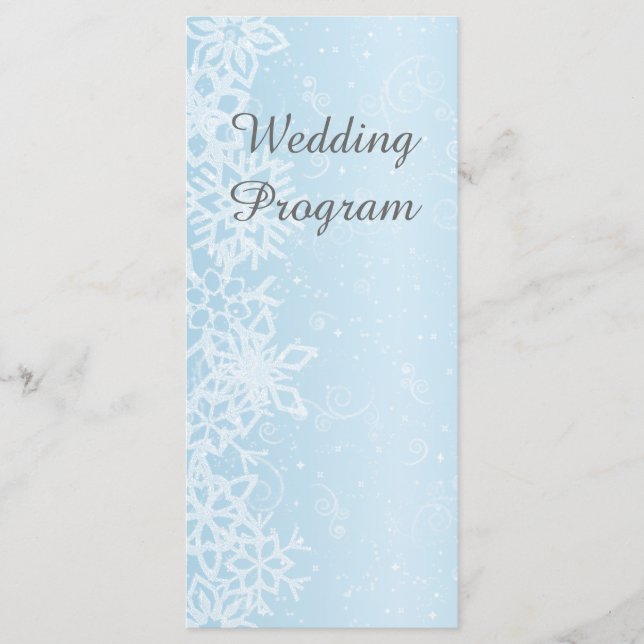 Winter Snowflakes Wedding Program Card (Front)