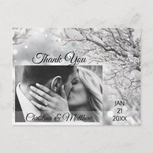 Winter Snowflakes Wedding THANK YOU PHOTO Announcement Postcard