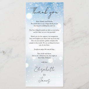 Winter Snowflakes Wedding Thank You Place Card