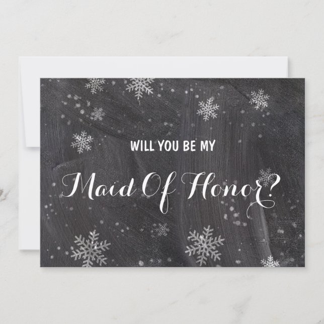 Winter snowflakes Will you be my Maid of honour Invitation (Front)