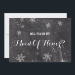 Winter snowflakes Will you be my Maid of honour Invitation<br><div class="desc">Modern winter snowflakes chalkboard Will you be my Maid of honour card. Stylish,  elegant and original black chalkboard with white snowflakes background. A black and white elegant wedding theme perfect for winter wonderland,  Christmas wedding theme.The text is fully customisable</div>