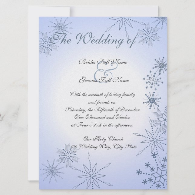 Winter Snowflakes Winter Ice Blue Invitation (Front)
