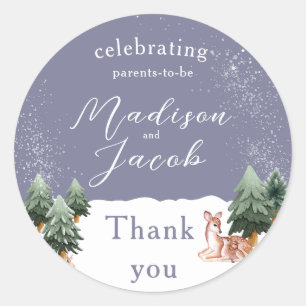 Winter Snowglobe Baby Shower Classic Round Sticker
