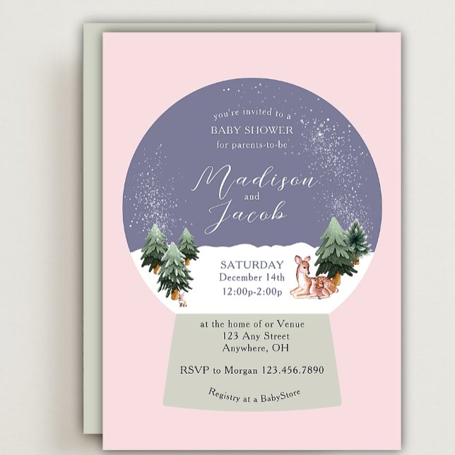 Winter Snowglobe Pink Baby Shower Invitation (Creator Uploaded)
