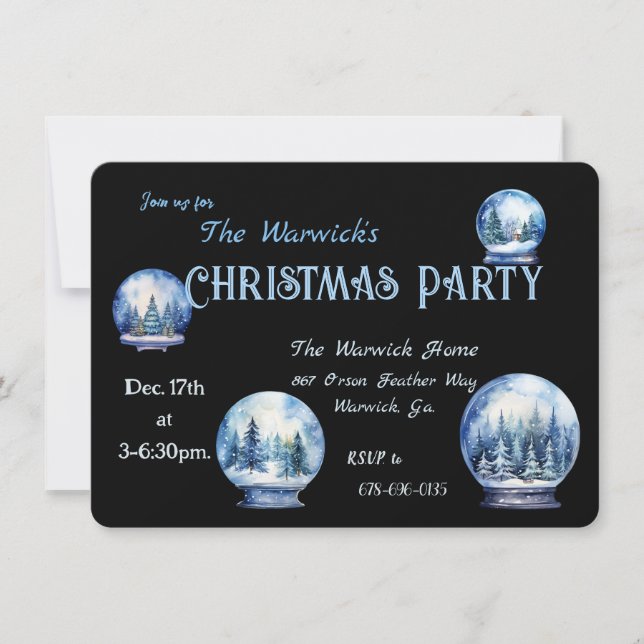 Winter Snowglobes Elegant Party Invitation (Front)